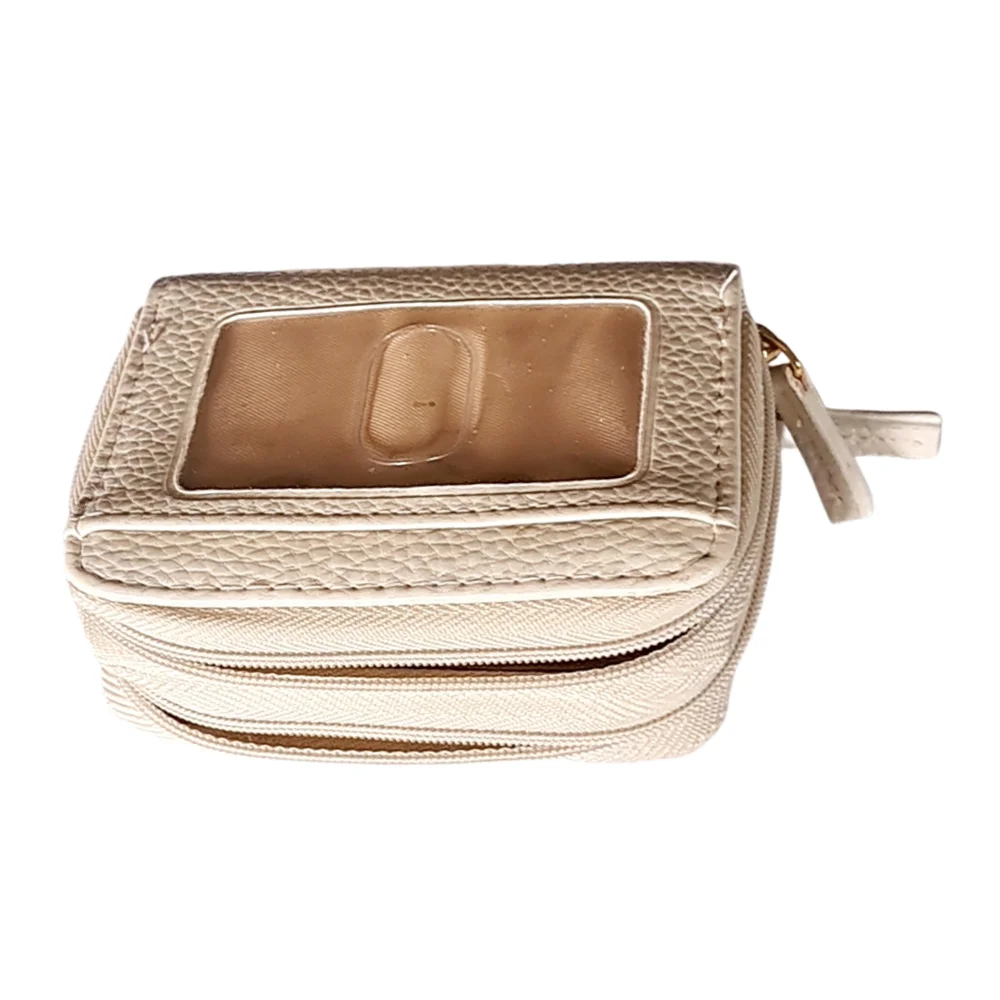 Buxton Cream High Quality Pebble Grain Faux Leather Wallet